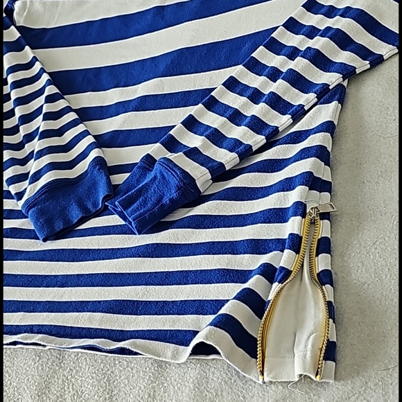 LRL Lauren Active Royal Blue Striped Sweatshirt - Picture 3 of 11